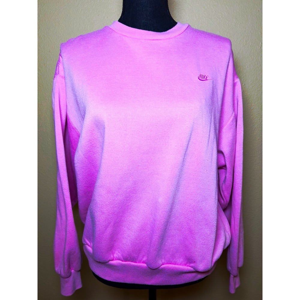 Nike Women's Pink Crewneck Fleece Logo Pullover Sweatshirt Size L
